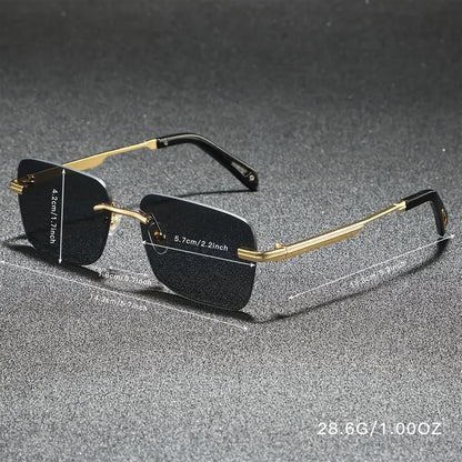 Lightweight Aluminum Alloy Frameless Square Fashion Glasses - Unisex Retro Style with Gradient Pink to Blue Lenses, Metal Hinges & Screws - Perfect for Driving & Holiday Gifts, Eyewear, Trendy Eyewear, Durable Eyeglasses