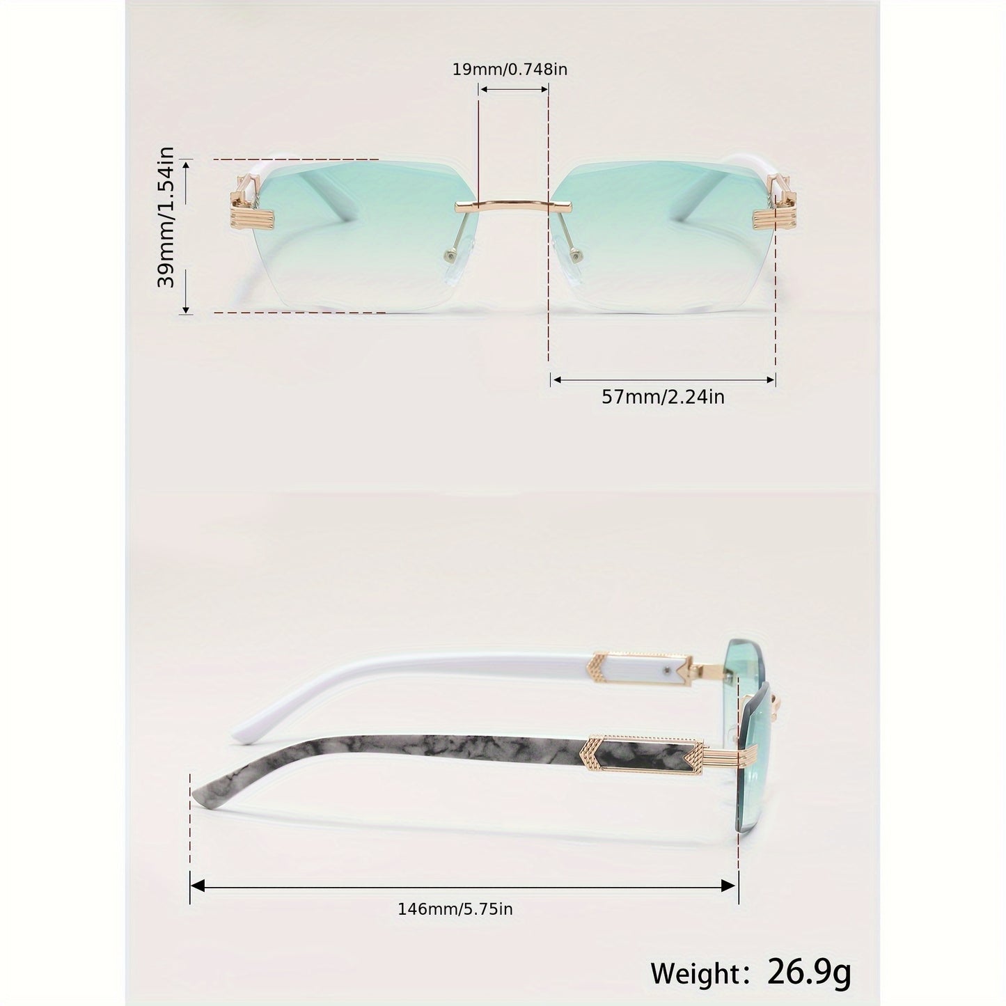 A Pair of Men'S Stylish Metal Square Frameless Glasses with Gradient Ocean Lenses, Perfect for Streetwear And Everyday Use for Trendy Guys in Europe And America.