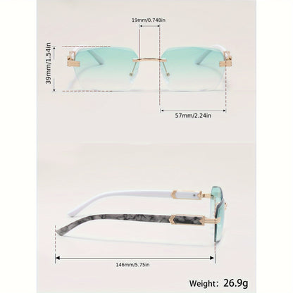 A Pair of Men'S Stylish Metal Square Frameless Glasses with Gradient Ocean Lenses, Perfect for Streetwear And Everyday Use for Trendy Guys in Europe And America.