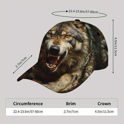 CUTEHSJ Men's Lightweight Adjustable Baseball Cap with Wolf Graphic Print - Fantasy Hip-Hop Style Sun Hat for Beach, Fishing & Outdoor Activities, Vacation Hat, Casual Headgear, Durable Fabric Cap