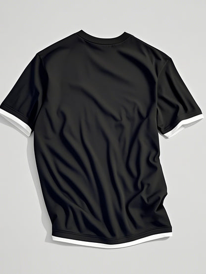 Twist Cool One-Piece Fake Two-Piece Short Sleeve T-Shirt Spring Summer Trendy Streetwear Men's Top