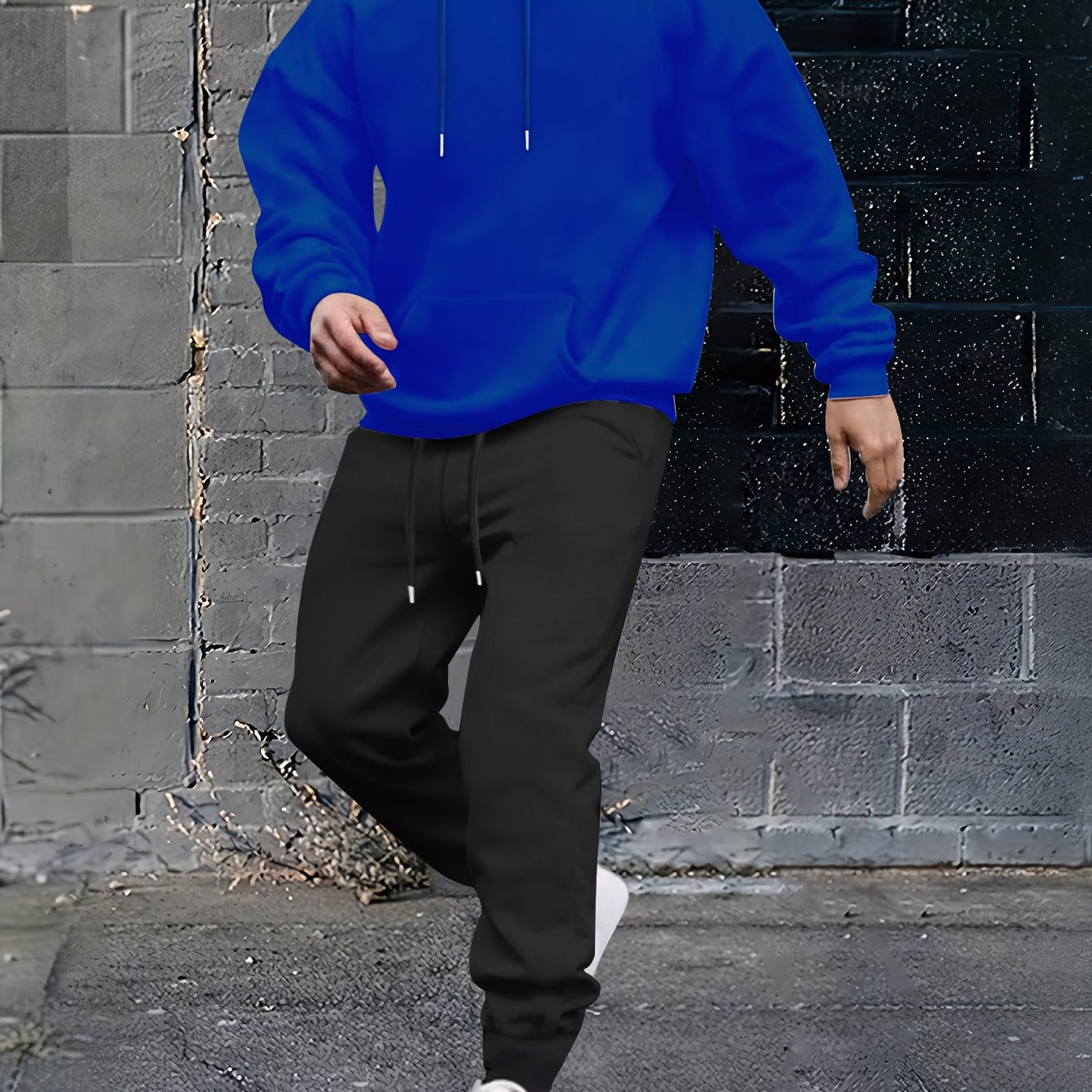 2pcs, Men's Solid Color Hoodie And Joggers Set For Spring And Fall