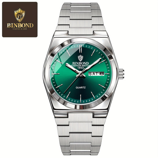 BINBOND Women'S Fashion Watch, Double Calendar, Quartz Movement, Stainless Steel Band, Round Case, Ideal for Daily Wear & Gifting, Stylish Accessory|Minimalist Design|Durable Watch