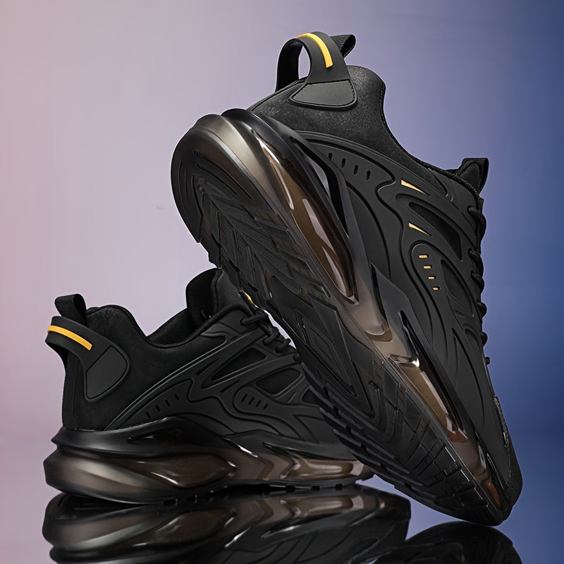 AOPLUS Women's Lightweight Stability Running Shoes - Black/Yellow Accents, Breathable & Fabric Upper, Cushioned Rubber Sole for All-Season Casual & Light Athletic Wear, Sneakers, Sleek Design, Comfortable Fit, Performance Foo