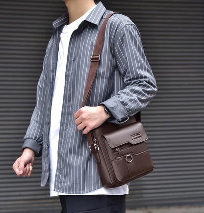 New Men's Crossbody Bag Messenger Bag with Mahogany Pattern Large Capacity Design PU Material Men's Casual Retro Adjustable Shoulder Bag for Going Out Valentine's Day Gift for Husband or Boyfriend