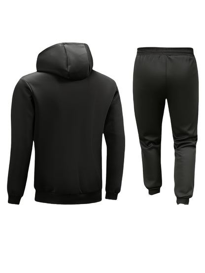 Men'S Sports Casual Suit, Spring and Autumn Hooded Cardigan Sweatshirt Set, Outdoor Sports Running Wear Fitness Home Clothes High-Quality Two-Piece Men'S Top and Bottom Outfit