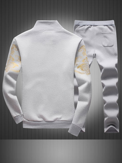 Spring and Autumn Men's Casual Sports Suit, Fashionable Open Jacket and Straight Trousers Two-piece Set