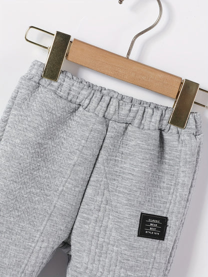 3pcs Set for Boys: New Autumn Shoulder Button Plain Round Neck Sweater, Trousers and Crossbody Bag, Casual and Fashionable Three-piece Set