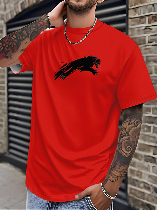 Men'S Bold Black Graphic T-Shirt - Lightweight Everyday Casual Tee for Sports & Formal Events - Breathable Round Neck Shirt - Easy-Care Everyday Essential Top, Sports Friendly Apparel, Modern Casualwear, Comfortable Fit, Stre