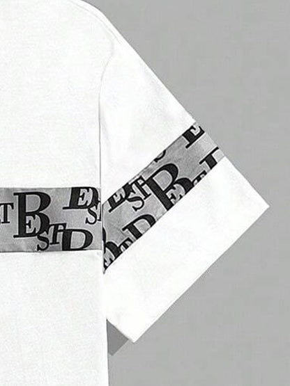 A fashionable letter print design T-shirt set, featuring a combination of round neck, short sleeves and shorts, is casual, simple, comfortable and soft. It is a two-piece set for Men's summer daily casual wear