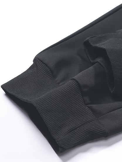 Men's Long Sleeve Hooded Sweatshirt + Threaded Sweatpants Set Spring and Autumn Solid Color Pullover Regular Long Sleeve T-shirt and Pants Belt Drawstring Casual Sports Trousers Two-piece Set