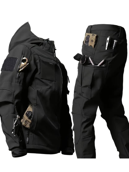 Men's Outdoor Sports Windproof and Plus Velvet Soft Shell Suit