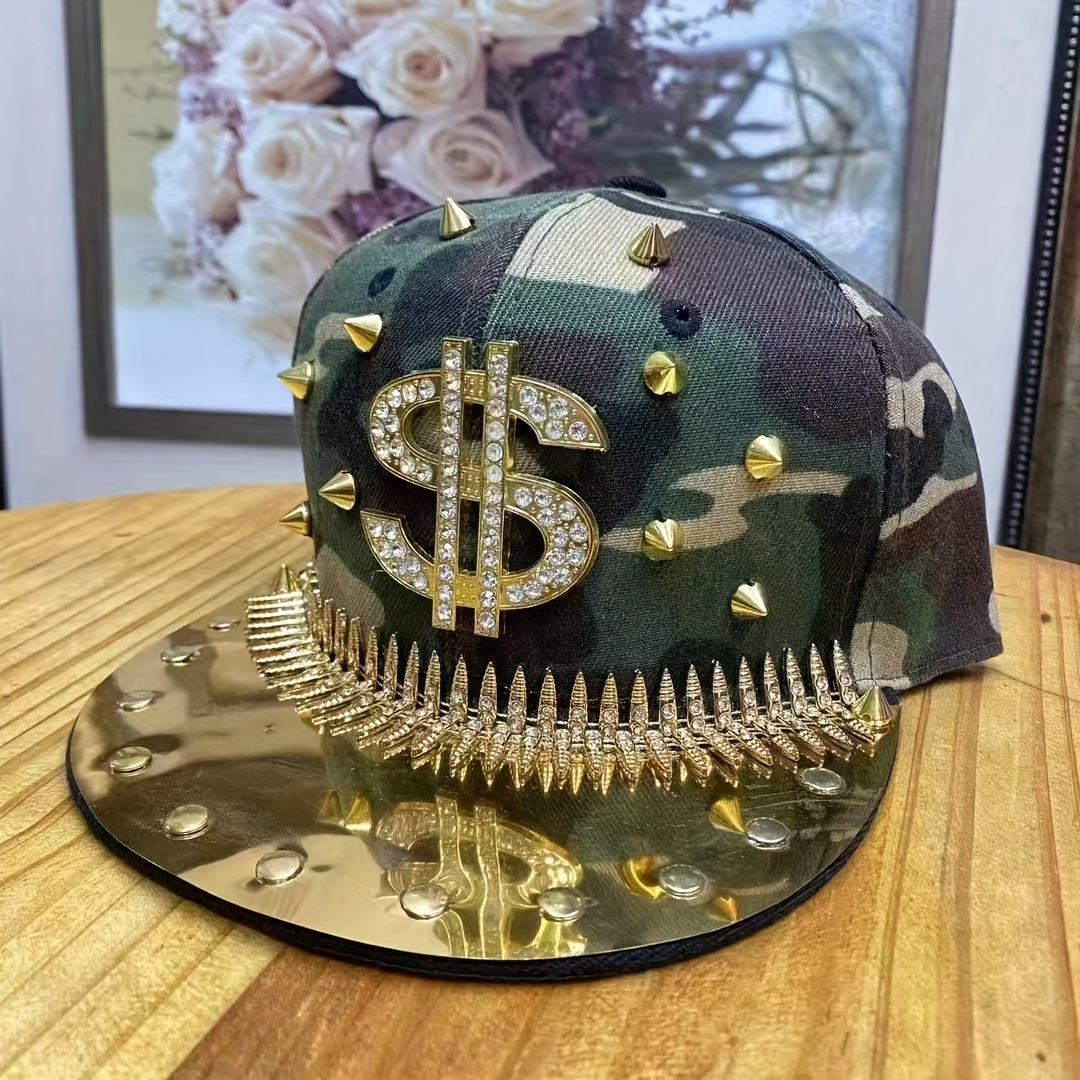 1pc Men'S Fashion Hip-Hop Street Dance Punk Baseball Cap, Lightweight Polyester, Non-Stretch Fabric, Street Style with Skull and Wings Design