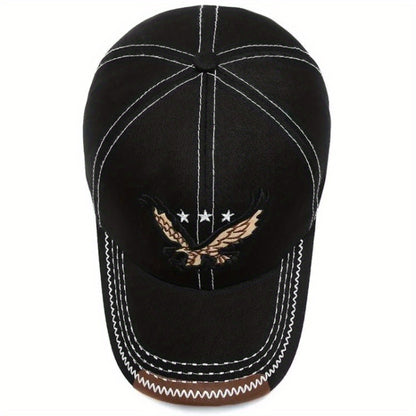 Unisex Fashion Cool 3D Eagle Embroidered Baseball Hat, Adjustable Sun Protection Casual Sports Sun Hat For Women & Men