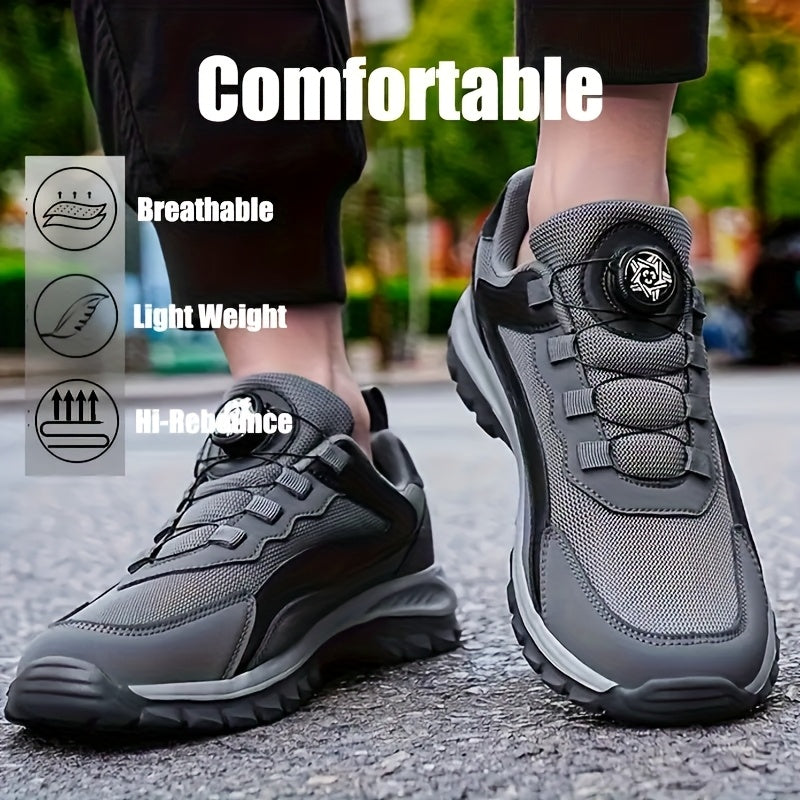 Men'S Lightweight Breathable Outdoor Walking Shoes - Low-Top Comfortable Sneakers with EVA Cushioning, Fabric Upper & Sole for Hiking, Jogging, Casual Wear - Black/White Striped Design, Hiking Shoes, Jogging Footwear, Stylish