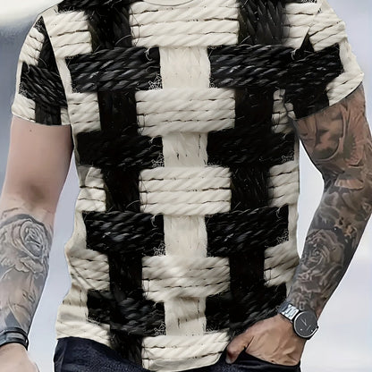 1-Pack Men's Stylish Polyester T-Shirt - Round Neck, Lightweight, Breathable, Machine Washable, Solid Color, All-Season Casual Wear for Men
