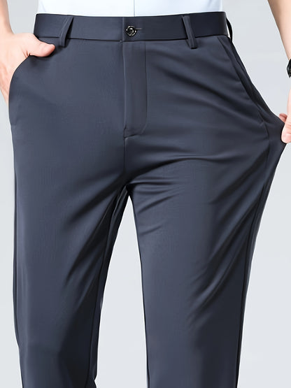 Men's Casual Straight Leg Pants, Chic Business Style Versatile Trousers for Daily Wear