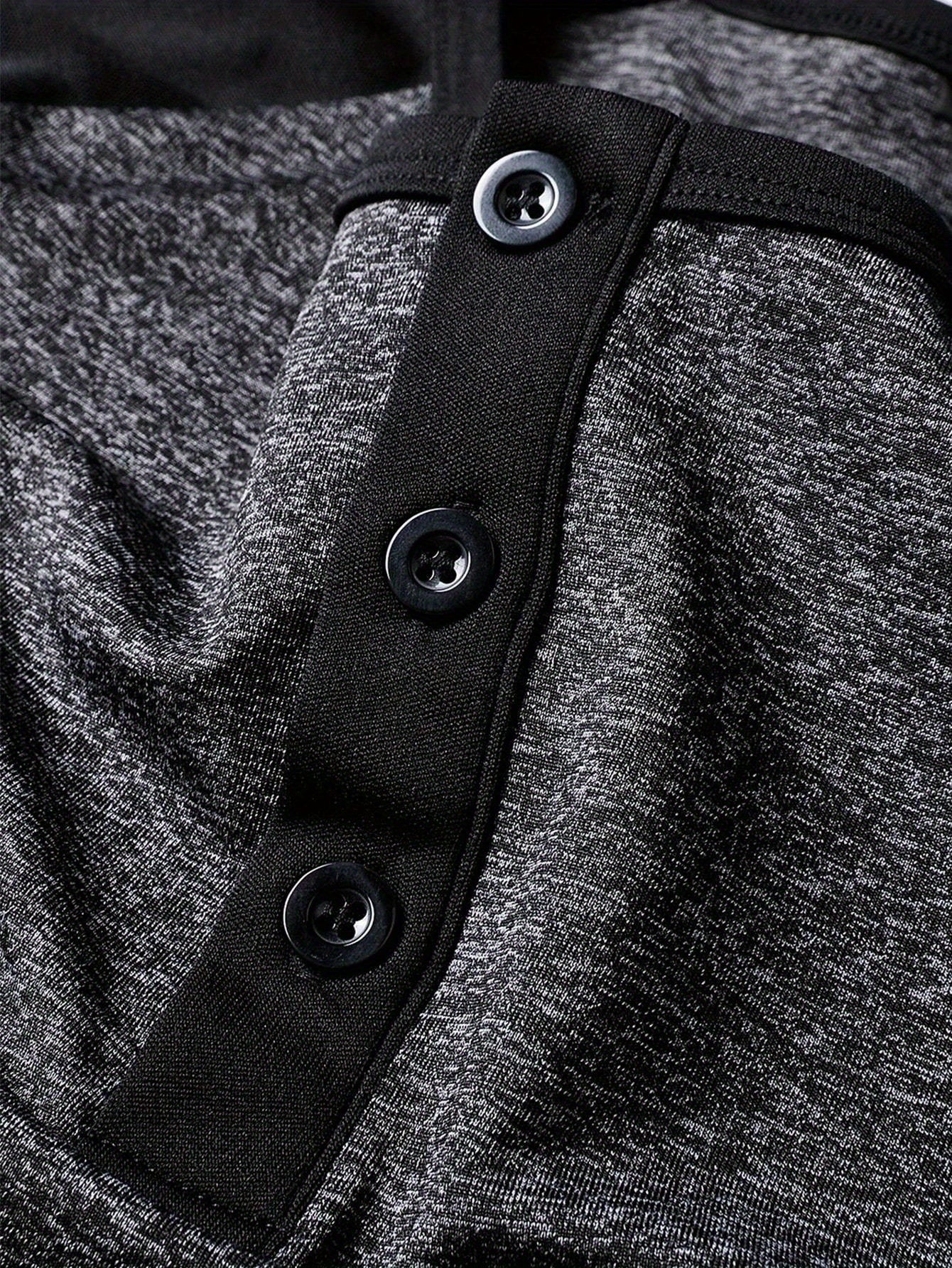 Men's Summer Classic Raglan Henry Collar Casual T-Shirt - Breathable Solid Color Short Sleeve Tee, Regular Fit for Casual Attire, Casual T Shirts, Twotone Design, Comfortable Fit Shirt