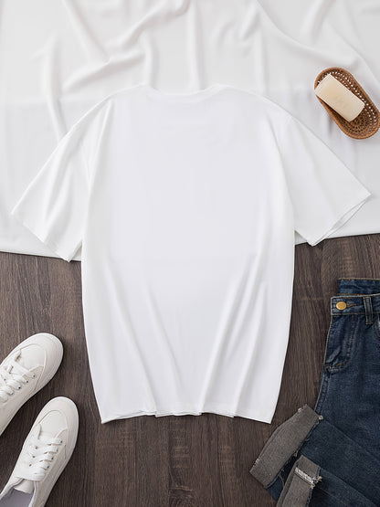 Women's Casual Letter Print T-Shirt - "Perfectly Imperfect" Design, Crew Neck, Short Sleeve, Soft Polyester Fabric, Versatile Everyday Top