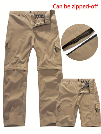 Men's Convertible Hiking Pants - Durable, Zip-Off Cargo Trousers for Fishing & Running, Casual Outdoor Wear with Pockets