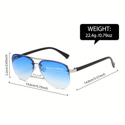 A Pair of Oval Semi-Rimless Double-Bridge Glasses for Men And Women, Featuring a Minimalist And Stylish Design, Perfect for Everyday Outfits.