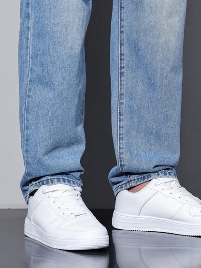 Men'S Casual Loose Fit Denim Jeans, 88.5% Cotton 8.5% Polyester 3% Rayon, All-Season Solid Color Washed Fabric, Regular Length, Non-Stretch Woven Denim Pants