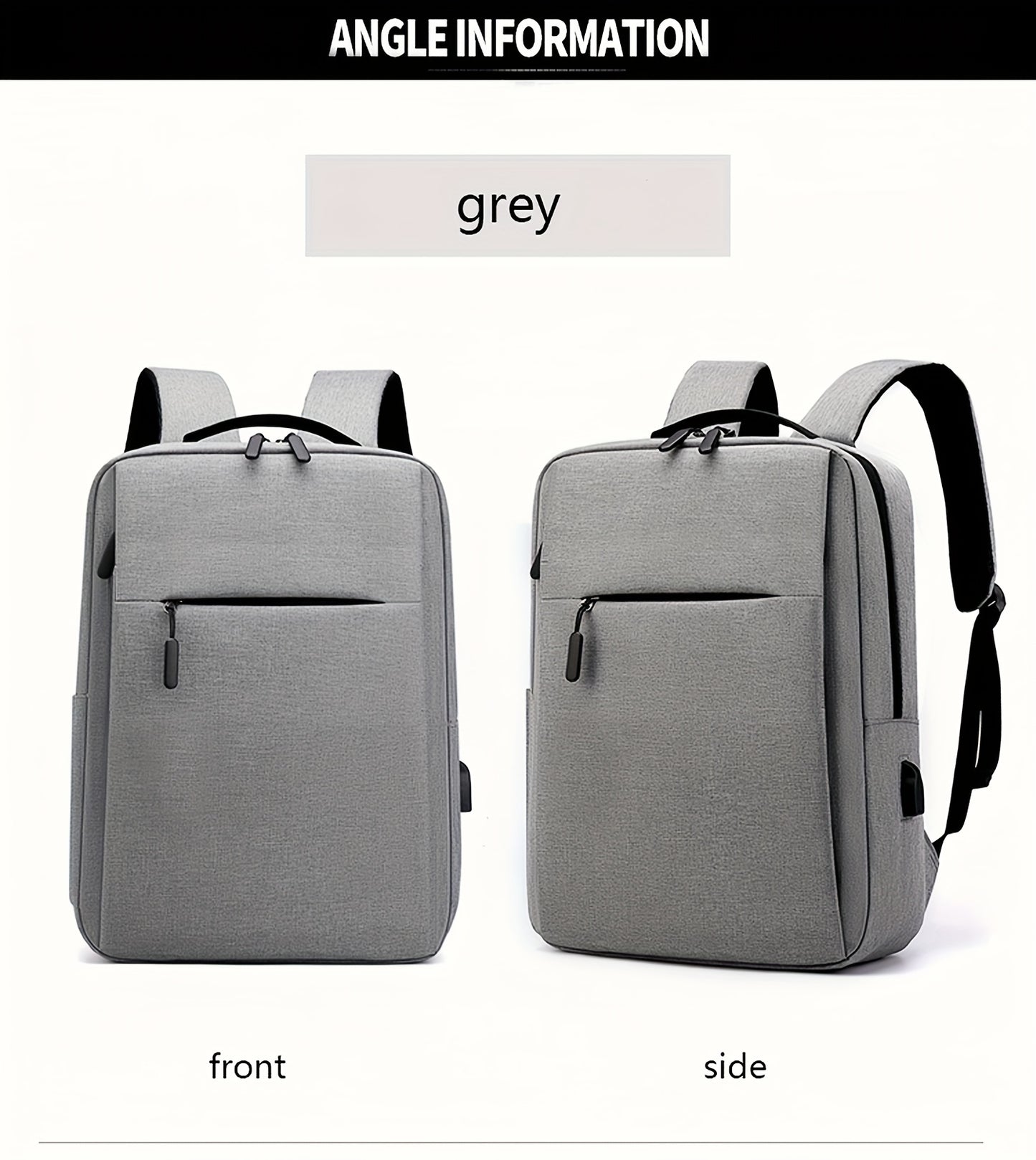 1pc Lightweight Business Laptop Backpack, 33.02/35.56/38.1 cm Computer Bag with USB Charging Port, Adjustable Straps, Zipper Closure, Polyester Lining, Wet Wipe Clean, Black Fabric Travel & Student Bookbag for Men and Women,