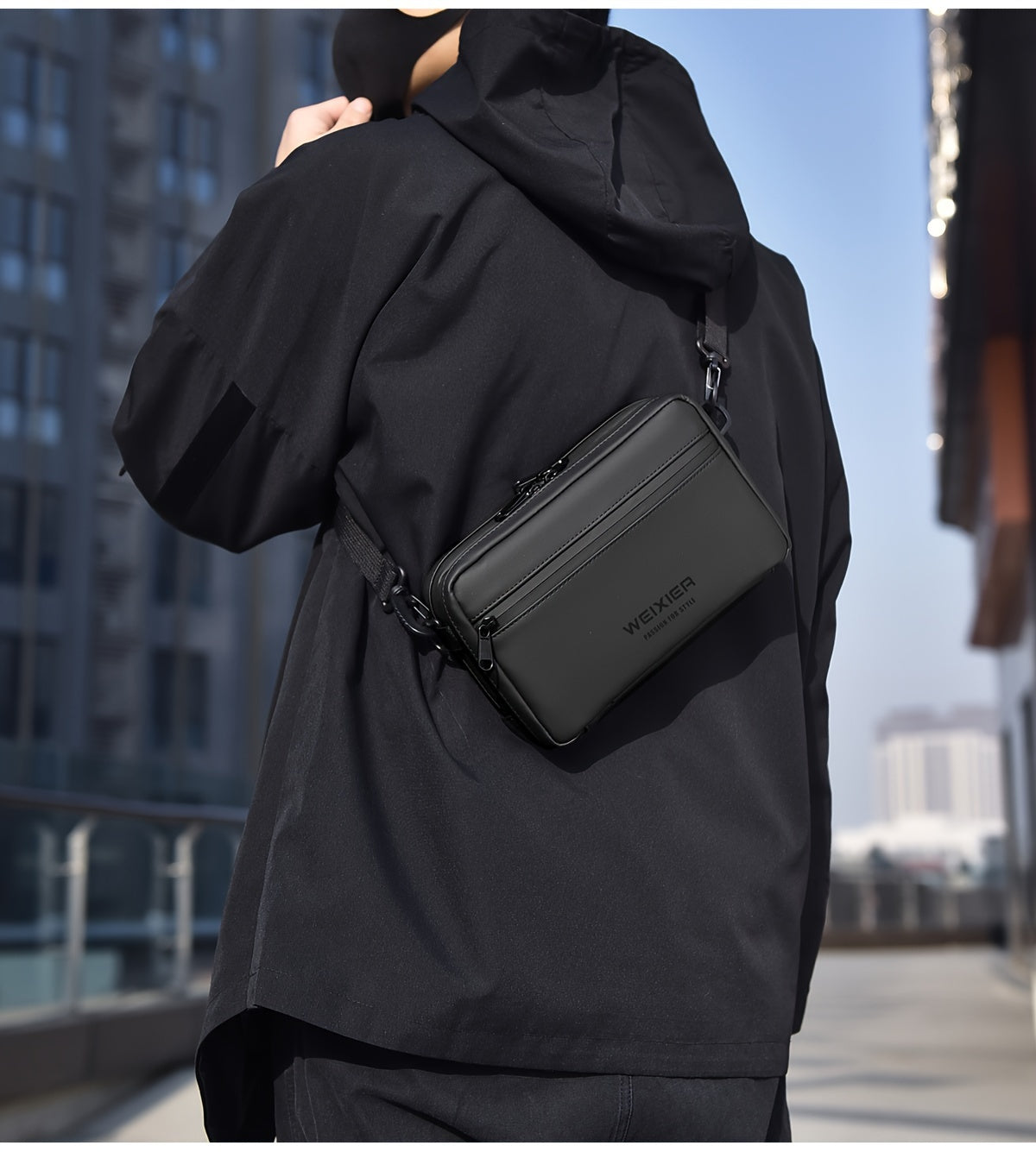 WEIXIER Unisex Fashion Messenger Bag, Shoulder Satchel with Detachable Strap, Polyester Lined, Business Briefcase for Commuting & Outdoor, Ideal Gift for Husband Or Boyfriend