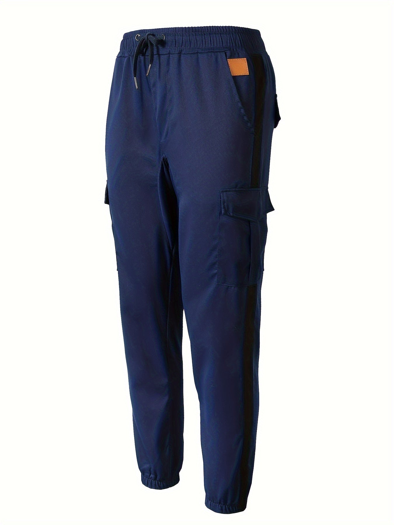 Men's Striped Track Pants With Multi Pockets, Active Drawstring Joggers For Outdoor Activities Gift