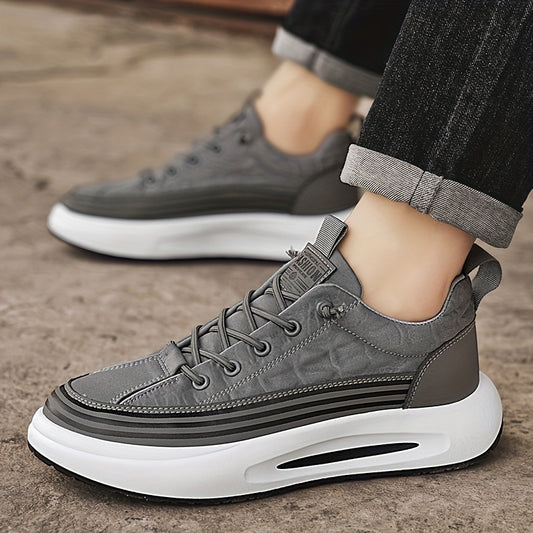 Men's Slip-On Casual Sneakers - Breathable Comfortable Low-Top Shoes with Elastic Panels, PU Upper & PVC Sole for Outdoor Hiking, Running, Daily Wear - All-Season Versatile Streetwear, Hiking Street Shoes, Modern Street Shoes