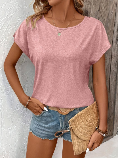 Women'S Elegant Lace Trim Short Sleeve T-Shirt - Chic White Top with Intricate Lace Detail, Round Neck, Lightweight Polyester for Spring/Summer Casual Wear, Ladies T Shirts