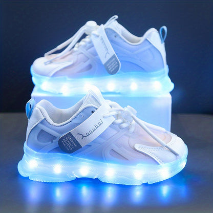 Rechargeable Glow-in-the-Dark Shoes for Kids - Colorful Neon Sneakers with Light-Up Design, Lightweight & Durable for Street Dance, Nighttime Play, and Casual Wear, Shoes for Girls, Street Dance Footwear, Vibrant Neon Accents