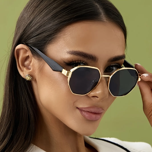 Chic Golden-Tone Women'S Fashion Glasses - Simple & Elegant Design, Durable Plastic Frame & Lens, Ideal for Everyday Fashion, Everyday Fashion Glasses|Minimalist Style|Polycarbonate Lenses