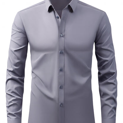 2025 New Men'S Business Slim-Fit Long-Sleeve Shirt, Wrinkle-Free, Elastic, And Smooth Fabric.