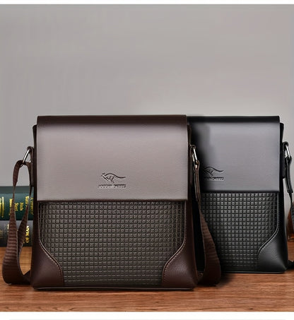 Men'S Stylish Casual Shoulder Crossbody Bag, Small Faux Leather Satchel.