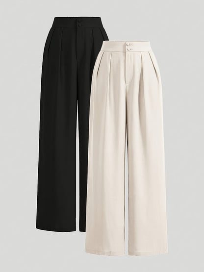 Two-piece Set of High-waisted Wide-leg Pants
