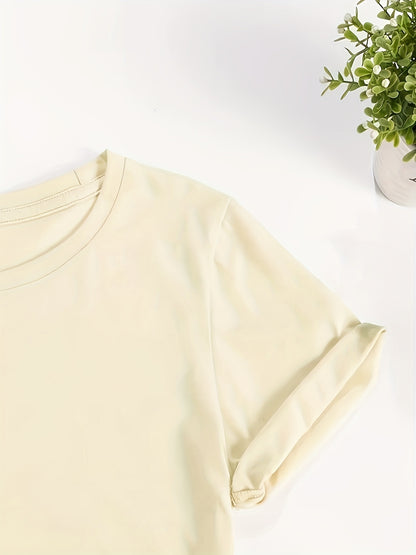 Graphic Print T-shirt, Short Sleeve Crew Neck Casual Top For Summer & Spring, Women'S Clothing