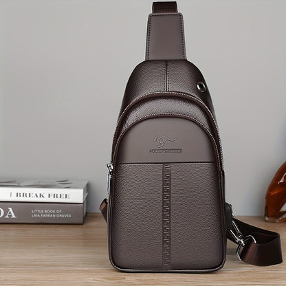 Men's Chest Bag Crossbody Shoulder Bag Small Fanny Pack Fashion Casual PU Leather Men's Satchel