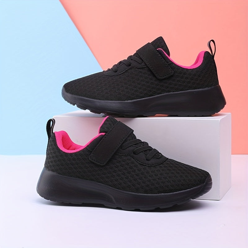 Girls' Fashionable Mesh Running Footwear, Casual Athletic Style, 28-40 Sizes, Magenta Accent, EVA Sole, PU Insole, for Spring/Fall