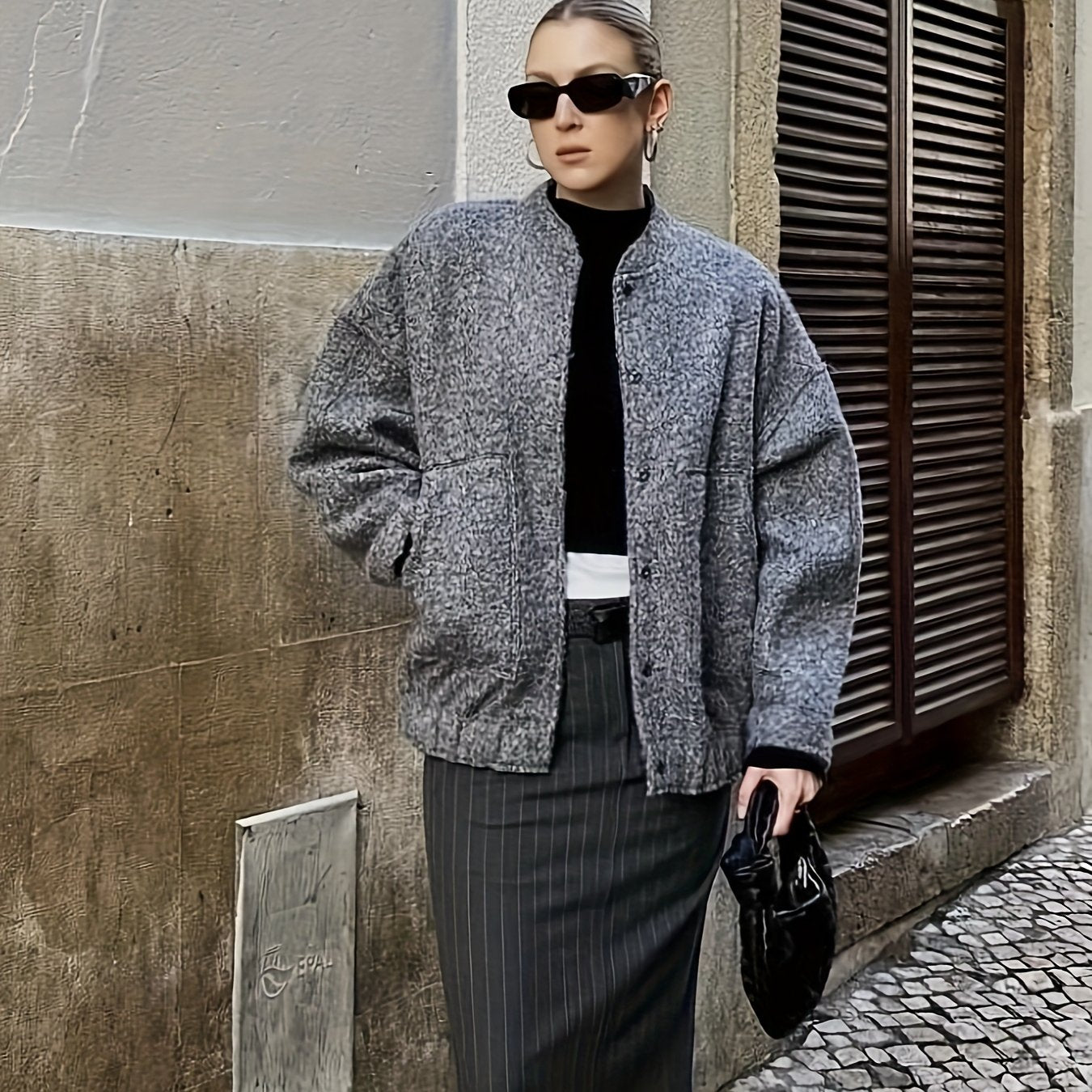 Women'S Vintage Jacket - Soft Tweed Coat with Structured Loose Fit, All-Season Outerwear for Everyday & Formal Events, Elegant Casual Chic Jacket (Women'S Clothing), Versatile Layering, Classic Silhouette, Durable Constructio