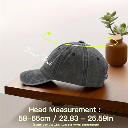 Customizable Vintage Washed Baseball Cap with Personalized Text, Adjustable Fit, Lightweight Polyester - Ideal for Events, Class Gatherings & Parties, Baseball Cap
