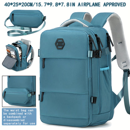 Travel Backpack for Men, Airline-Approved Carry-On Luggage, 15.6-Inch Laptop Business Bag, Weekend Leisure Hiking and Casual Daypack