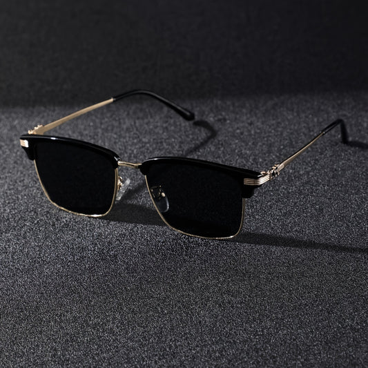 1pc Men's fashionable classic semi frameless box fashion glasses