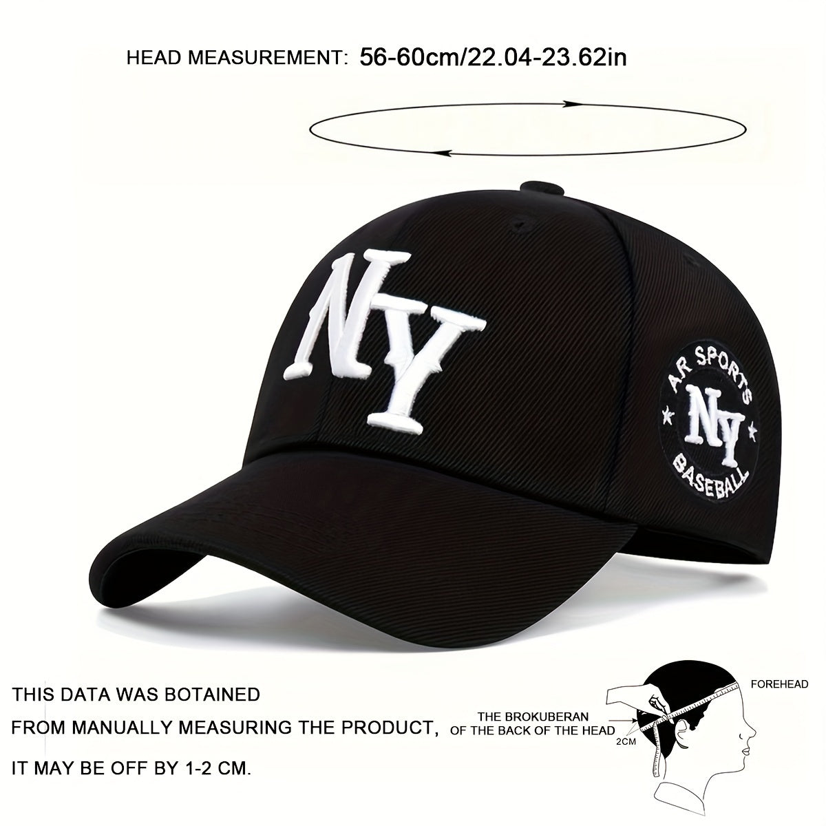 1pc Unisex Sunshade Adjustable Casual Baseball Cap With NY Pattern For Spring And Autumn Travel Seaside Party
