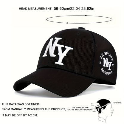 1pc Unisex Sunshade Adjustable Casual Baseball Cap With NY Pattern For Spring And Autumn Travel Seaside Party