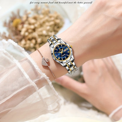 Stainless Steel Women's Luxury Quartz Watch with Date Display, Luminous Hands & High Quality IPX7 - Elegant Casual & Formal Wear, Perfect Gift for Birthdays, Valentine's Day