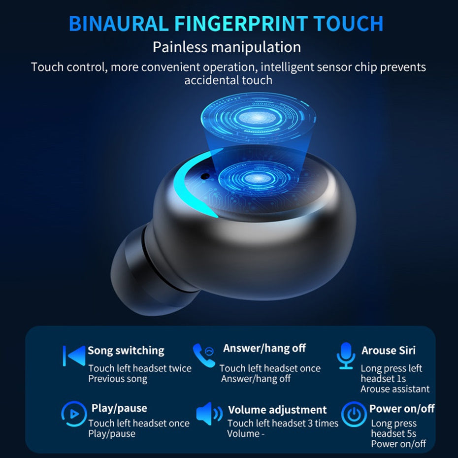 [9D Stereo Sound Noise-Canceling Earbuds] HiFi 9D Stereo Sound TWS Wireless Earbuds - Noise-Canceling In-Ear Sports Headset with LED Charging Case
