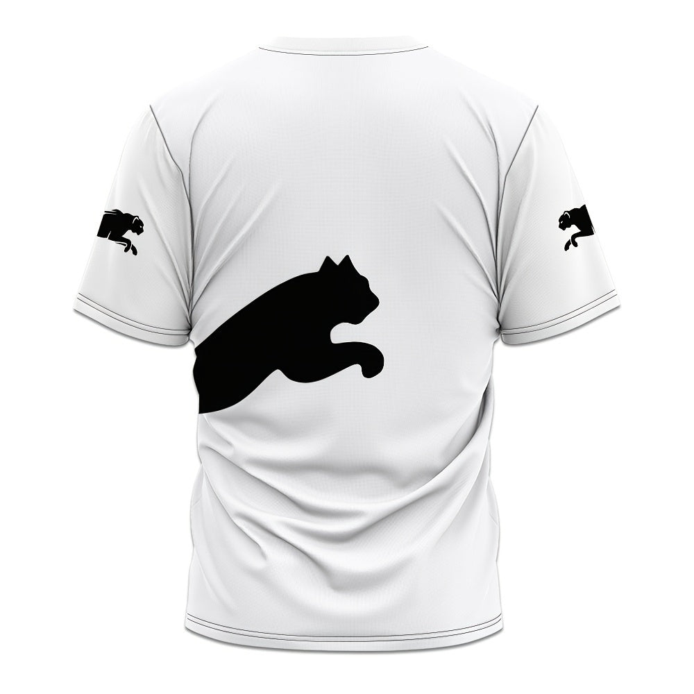 Men's 3D Print Cat Graphic T-Shirt - Casual Short Sleeve Summer Tee with Black & White Contrast Design, Breathable Round Neck Top for Outdoor Activities, Machine Washable, Relaxed Fit Shirt, Durable Fabric, Detailed Print Qua