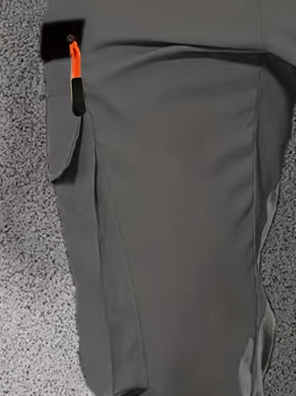 1pc Men'S Fashion Casual Cargo Pants, Solid Color Polyester Non-Stretch Fabric, All-Season Regular Fit with Multiple Pockets, Woven Straight-Leg Trousers for Sports and Leisure