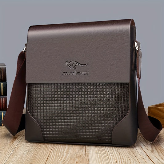 Men'S Stylish Casual Shoulder Crossbody Bag, Small Faux Leather Satchel.